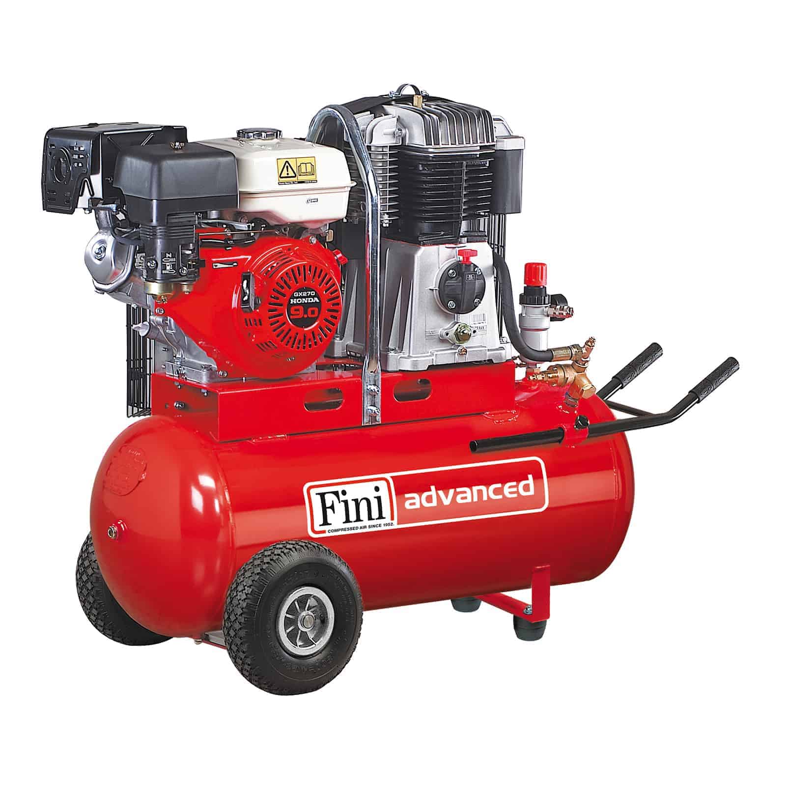 BK119-100-9S Honda A.P. Motocompressore professionale a benzina con motore Honda, per ambienti di lavoro senza elettricità.