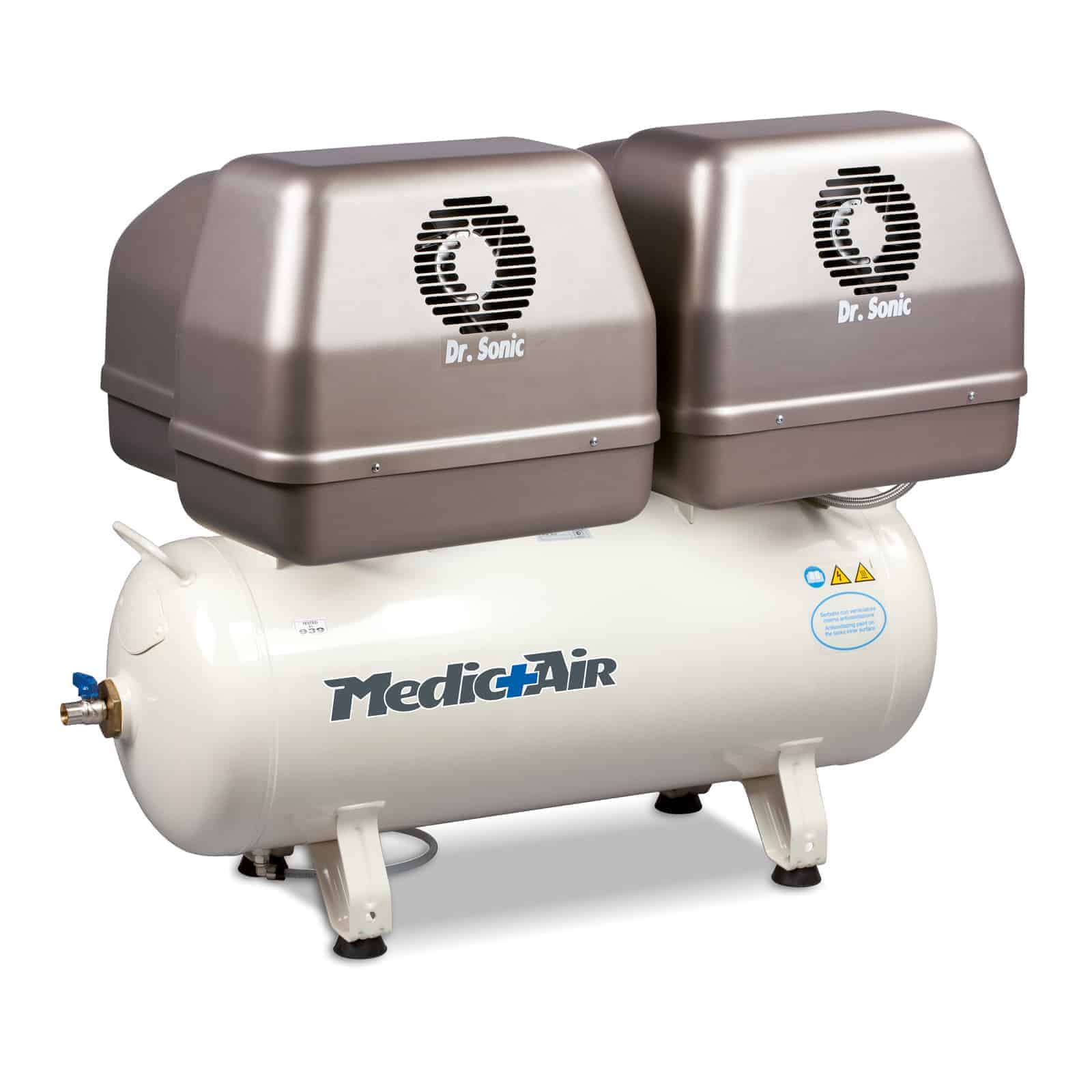 MedicAir oilless compressor designed for dentists and laboratories. Dr.Sonic 640 90F ES 6T