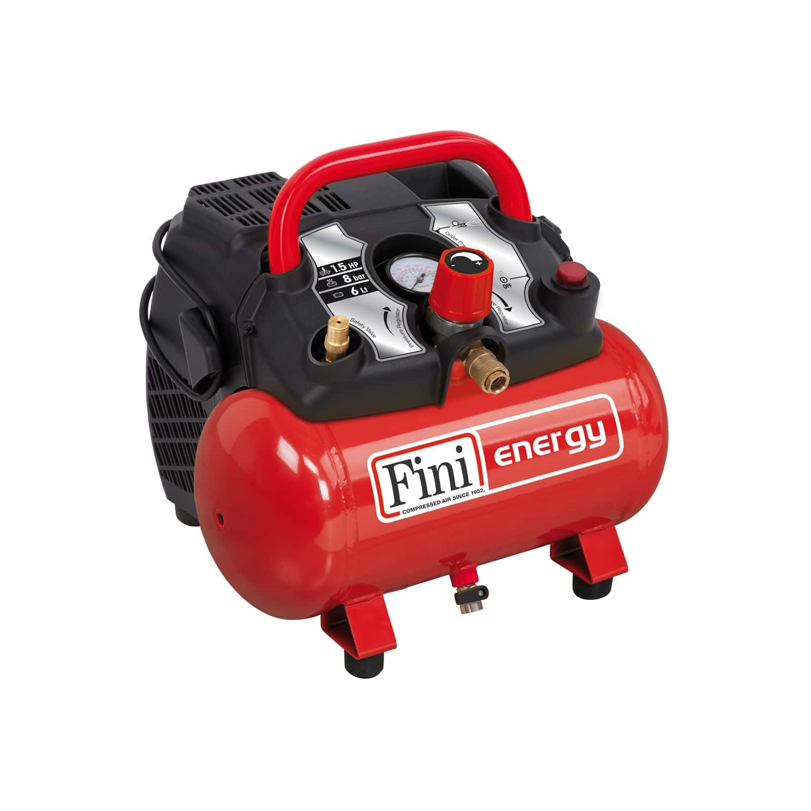 Energy 6 Compressore coassiale oilless, versatile e semplice da utilizzare e trasportare.