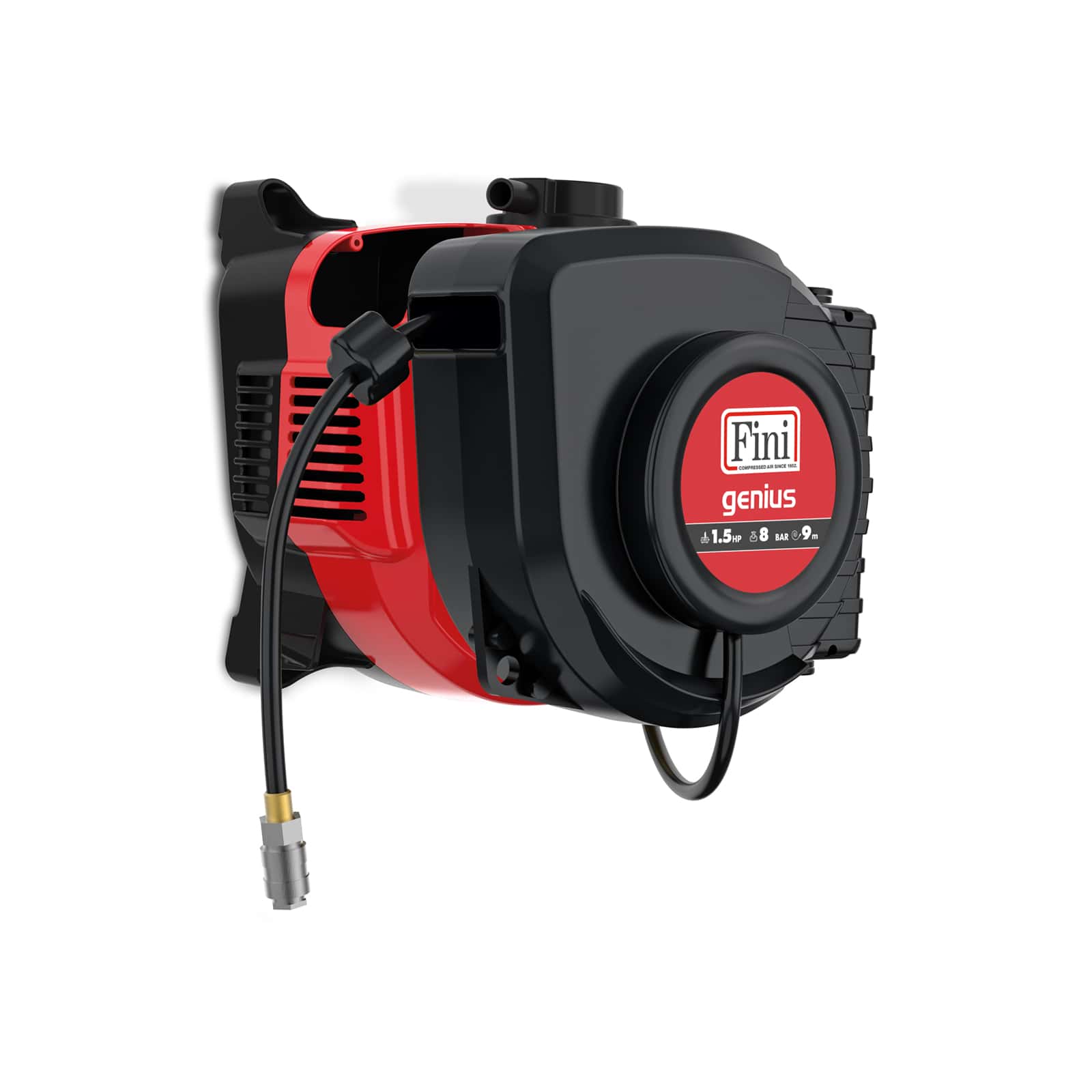 Genius Compressore coassiale oilless con arrotolatore per hobbisti e professionisti. dettaglio