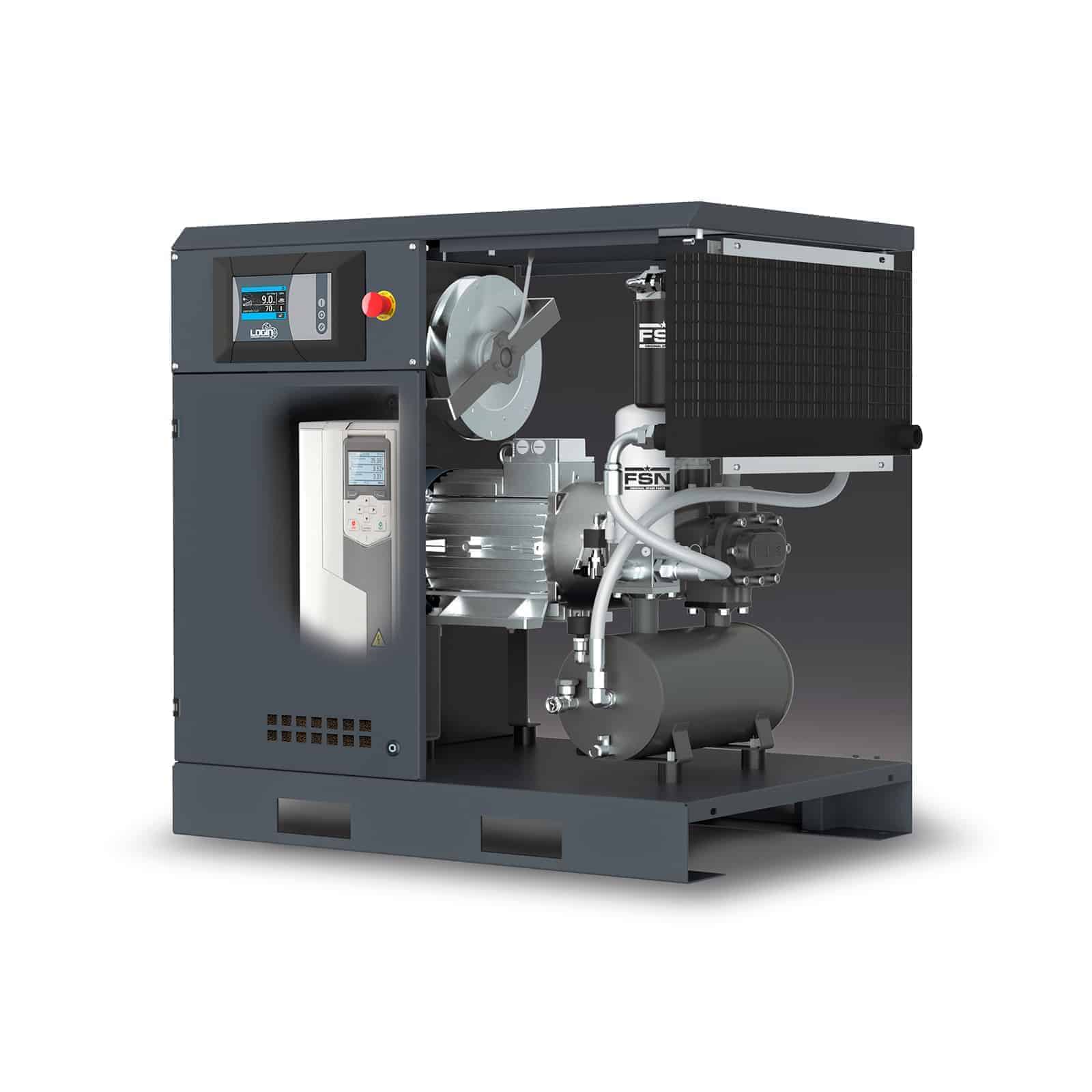 K-MAX 11-13-500 ES Screw compressor with direct drive transmission, complete with tank and dryer. altre applicazioni