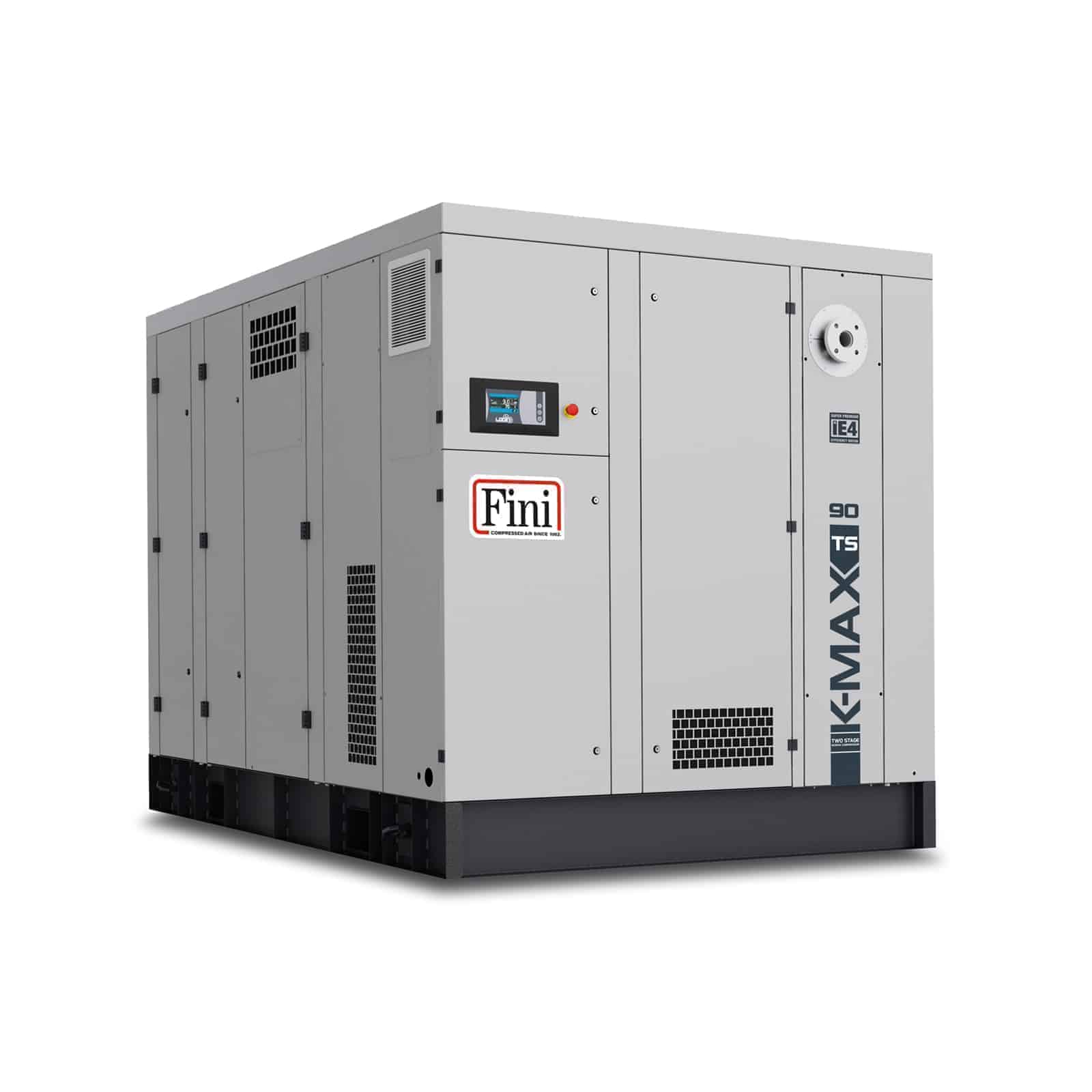 K-MAX TS 90-10 VS Highly efficient compressor with two-stage air-end, with direct drive transmission and inverter.