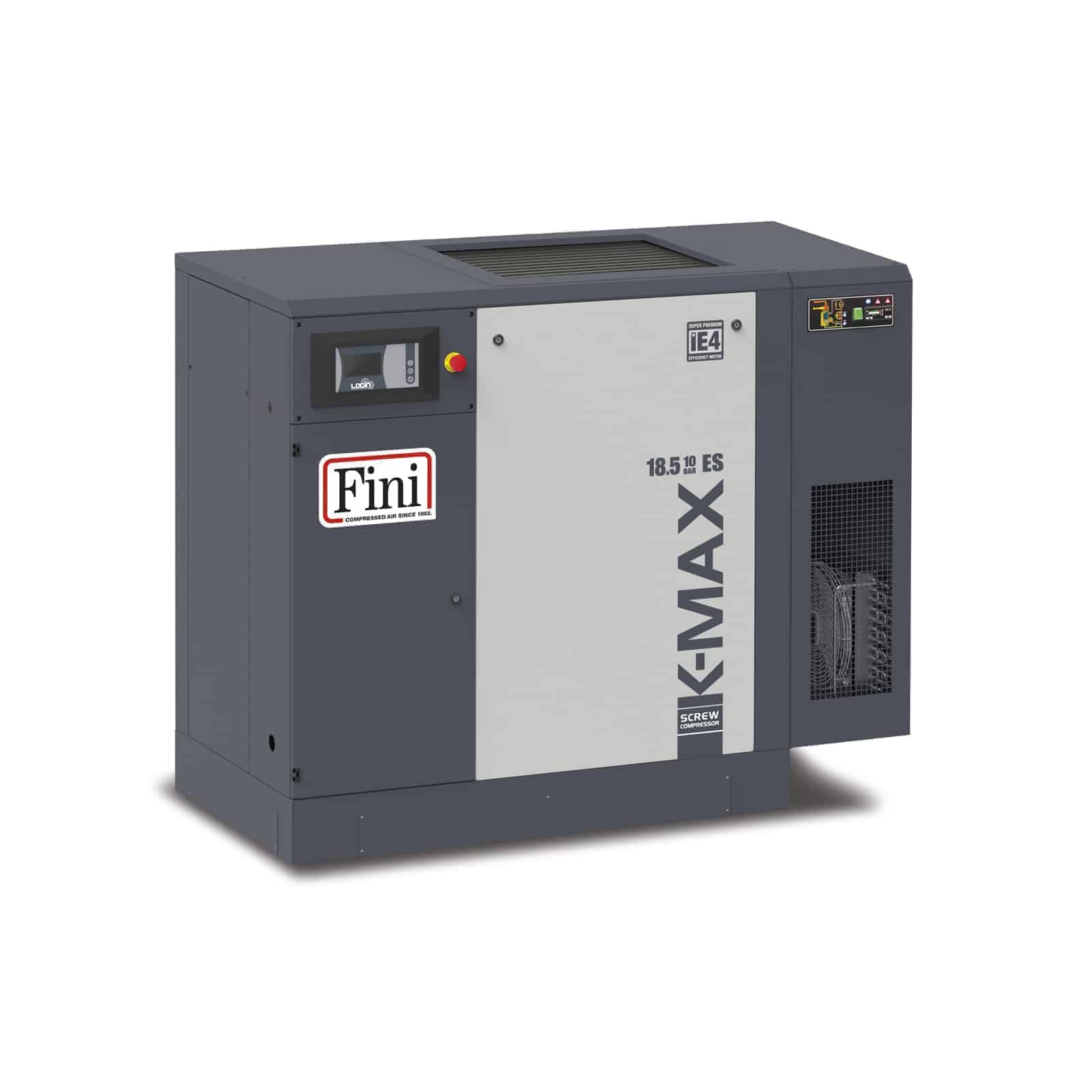 K-MAX 18.5-10 ES Highly efficient screw compressor, with direct transmission, complete with dryer.