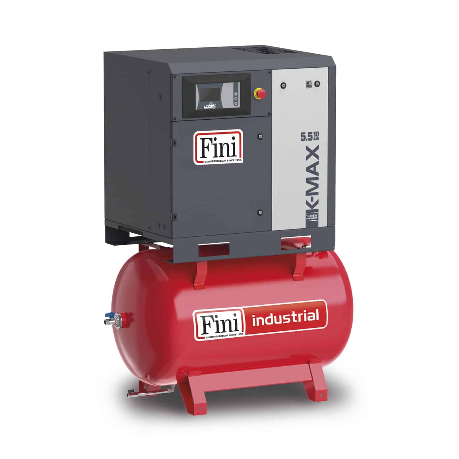 K-MAX 5.5-10-270 Screw compressor with direct drive transmission, complete with tank.