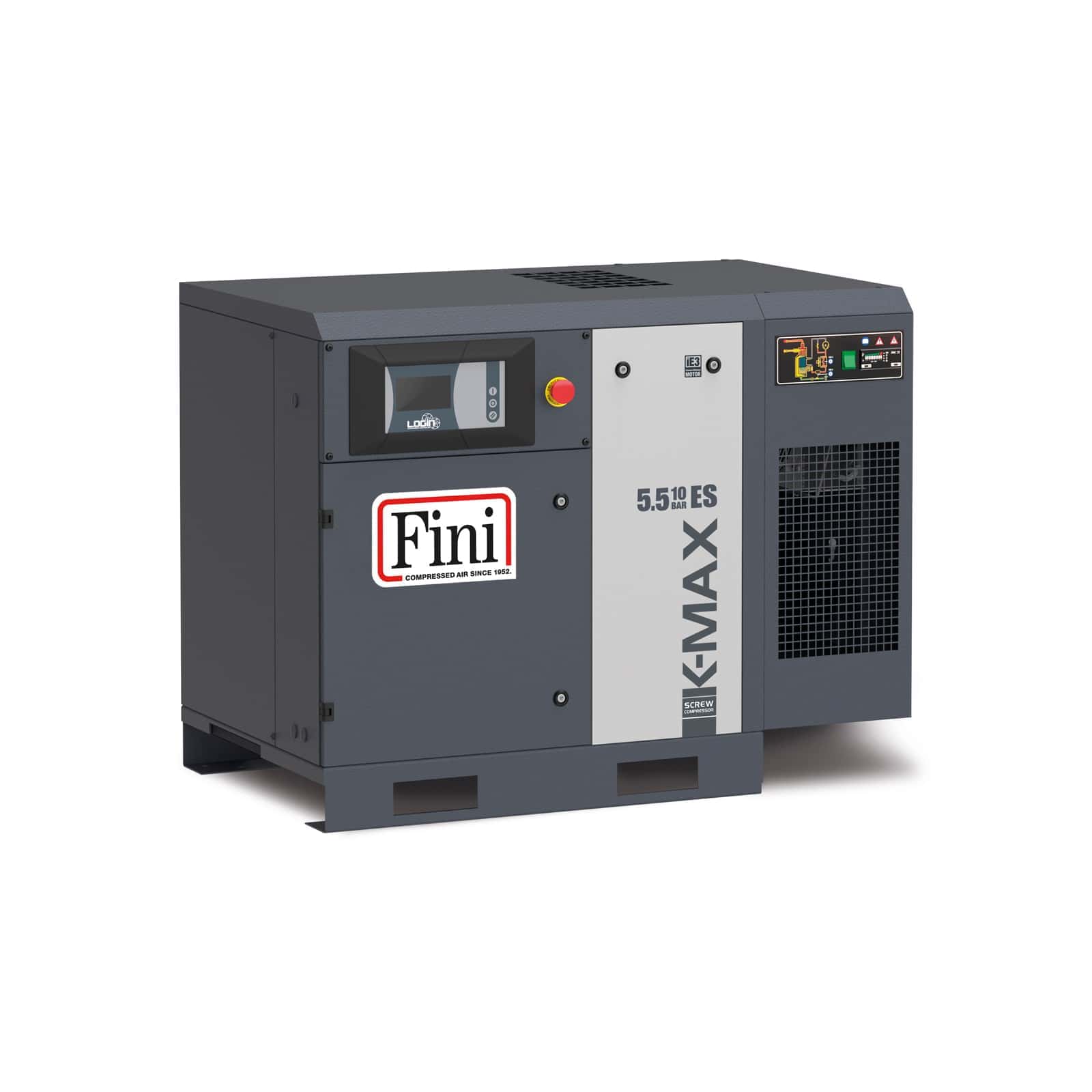 K-MAX 5.5-10 ES Screw compressor with direct drive transmission, complete with dryer.