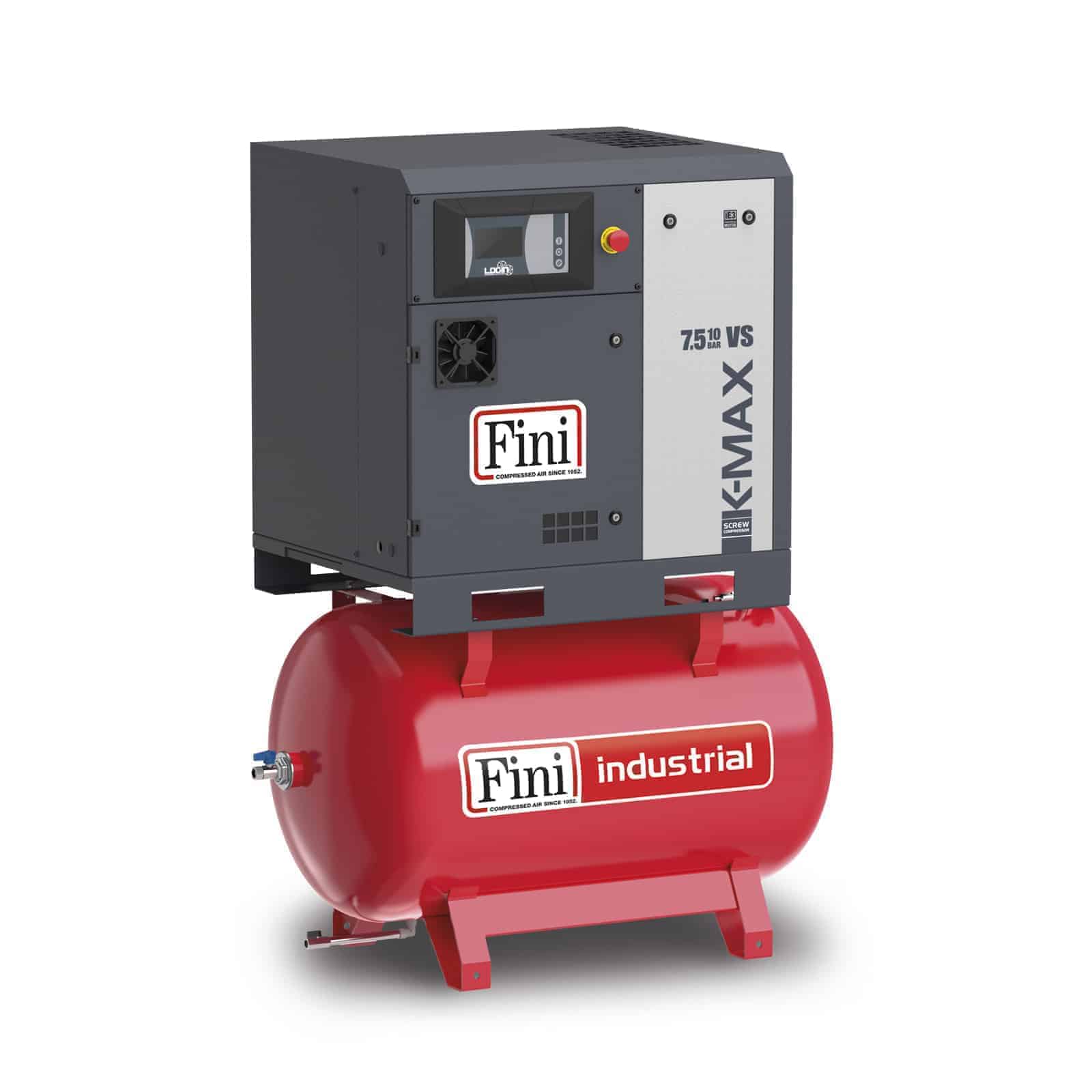 K-MAX 7.5-13-270 VS Screw compressor with direct drive transmission, complete with tank.