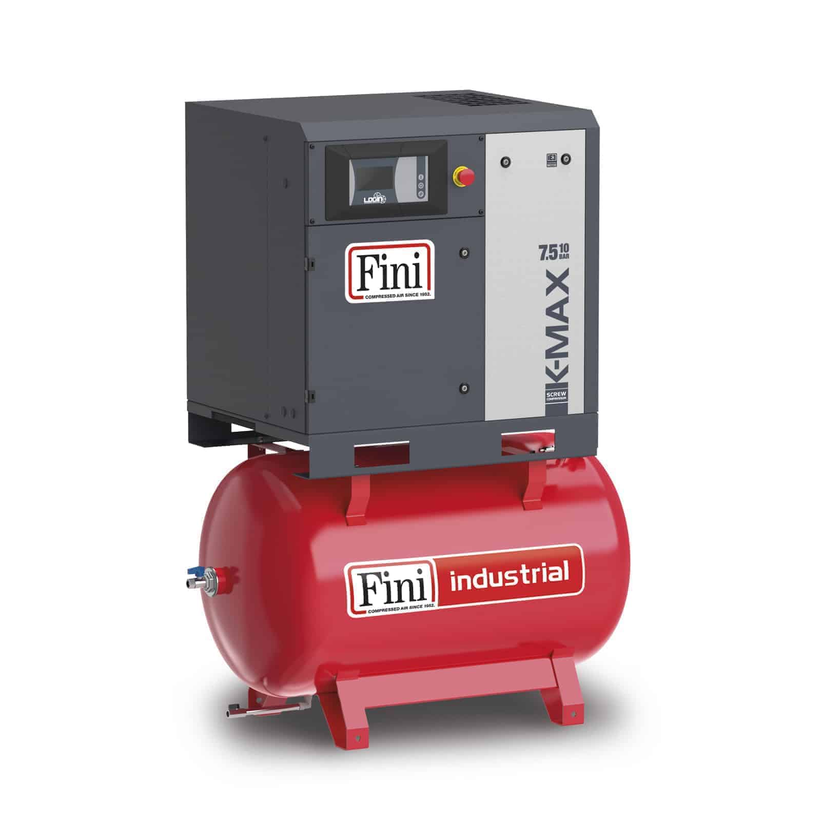 K-MAX 7.5-10-270 Compressore a vite con trasmissione diretta, completo di serbatoio.