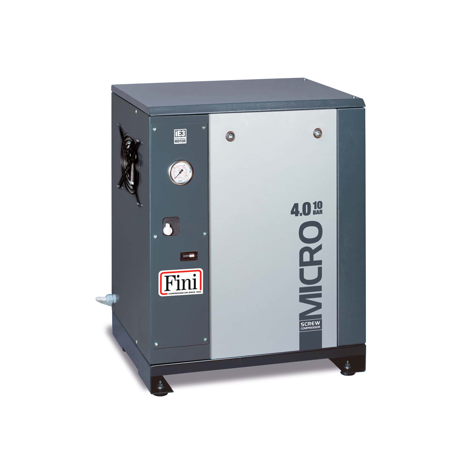 MICRO SE 4.0-08 Screw compressor with belt transmission, compact and silent.