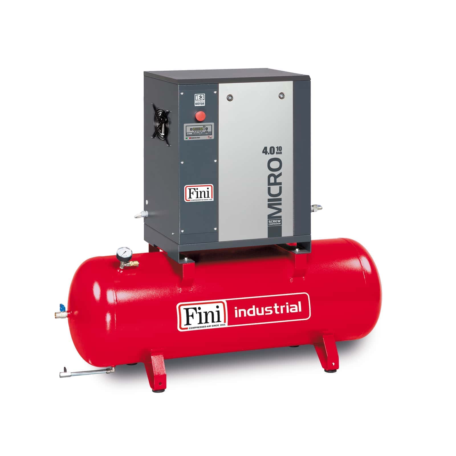 MICRO 4.0-08-200 Screw compressor with belt transmission, complete with tank.