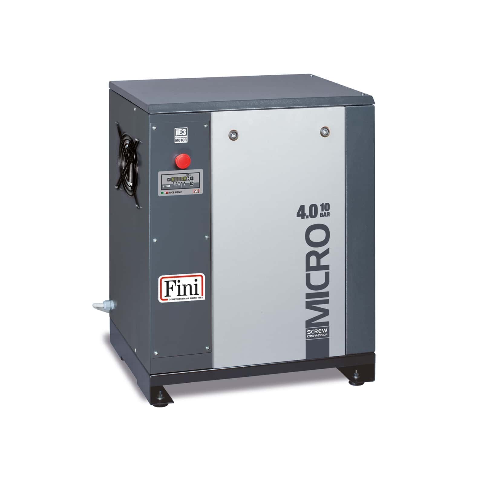 MICRO 4.0-08 Screw compressor with belt transmission, compact and silent.