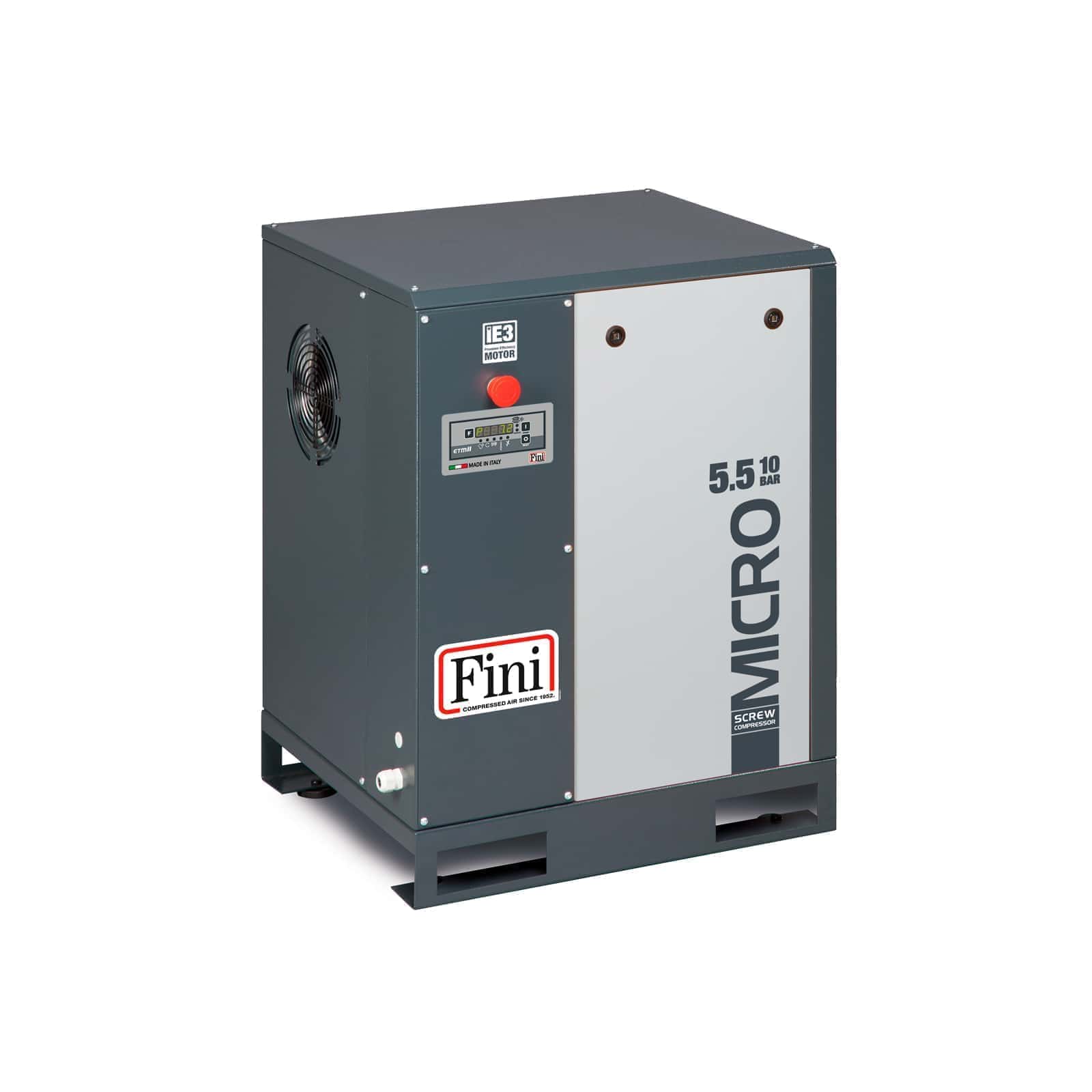 MICRO 5.5-13 Compressore a vite con trasmissione a cinghia, compatto e silenzioso.