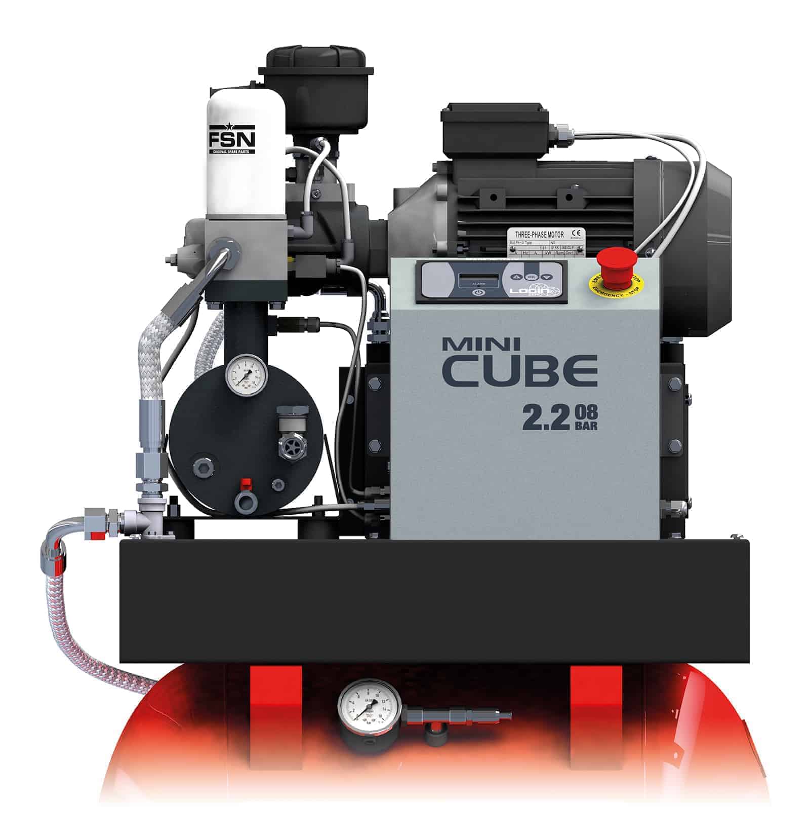 MiniCUBE 2.2-10-90 M Il più piccolo e compatto compressore a vite a trasmissione diretta, completo di serbatoio. altre applicazioni