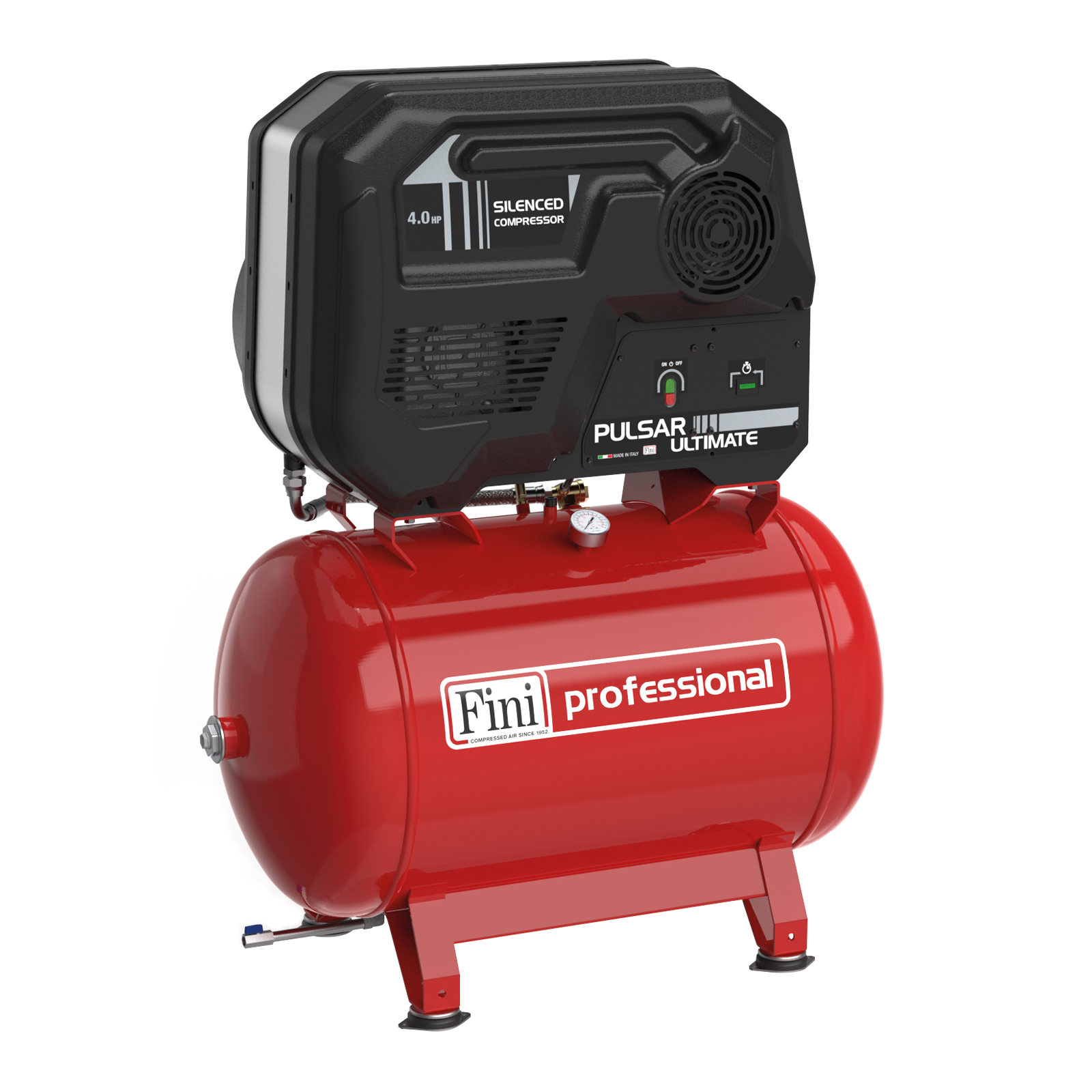 PULSAR ULTIMATE BK114-270-4 TA Compressore silenziato professionale a cinghia bistadio con nuovo design innovativo.