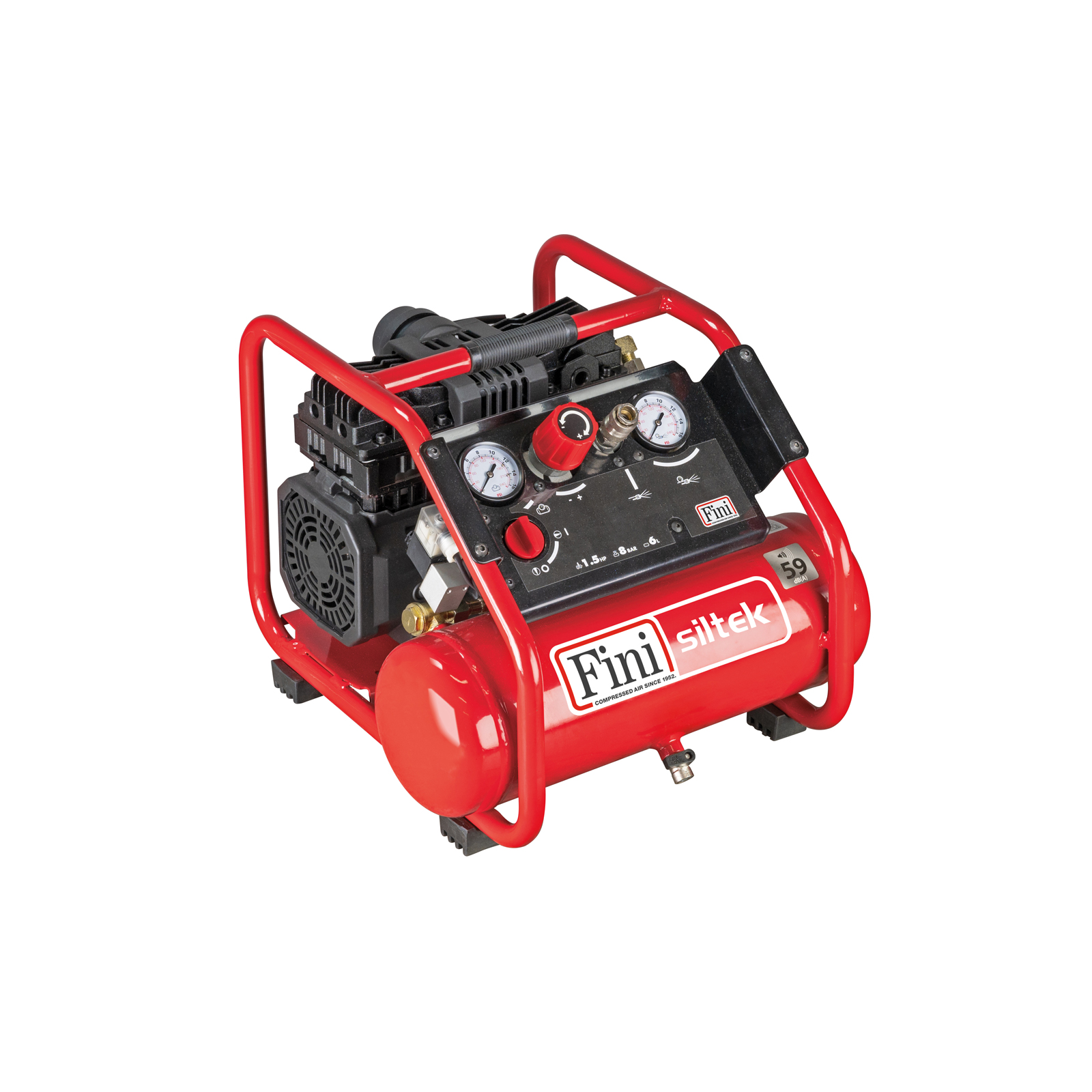 Siltek tb 6/1,5 hp Quiet oilless compressor, suitable for demanding hobbyists and professionals.